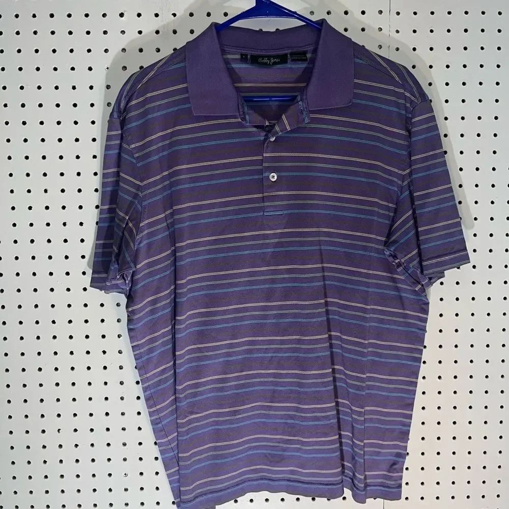 Bobby Jones striped polo gold shirt